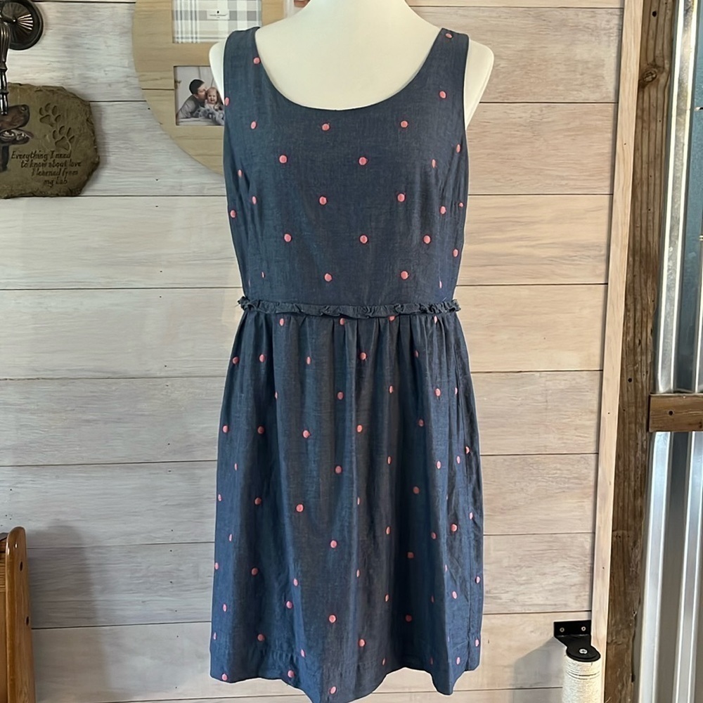 Loft Blue Pink polka Dot Dress 8